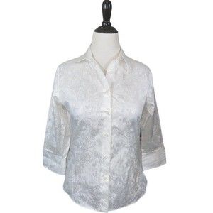 Westbound Essentials Wrinkle Free White Button Blouse Size 8